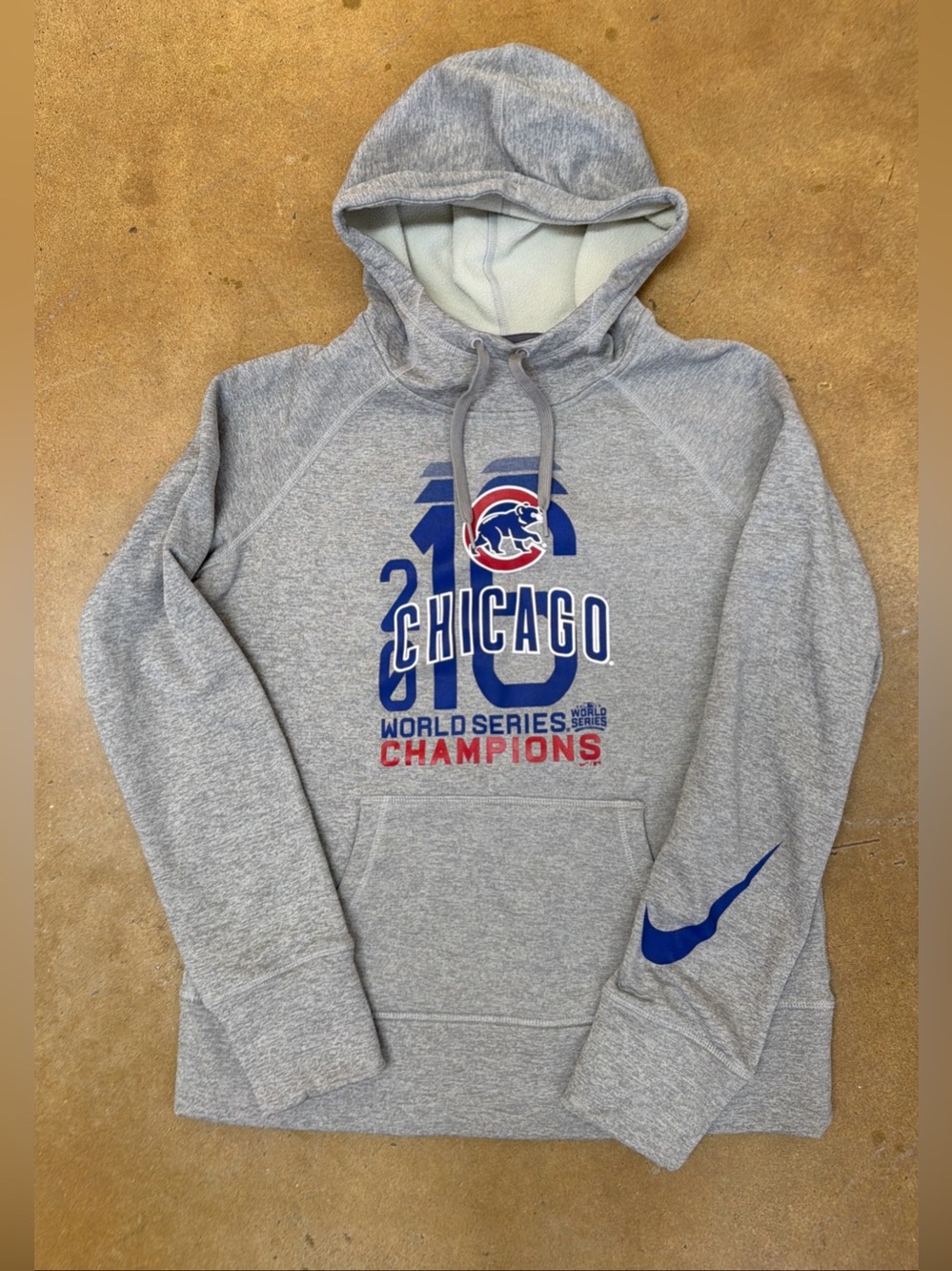 Chicago Cubs 2016 World Series Hoodie Youth Medium Nike Therma Fit MLB Gray